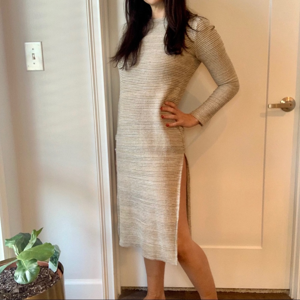 Zara long sleeve knit oatmeal midi dress